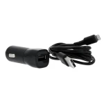 Lader 12-24V 1xUSB 2,4A Sort Lightning kabel 1m MFI C89 Lader 12-24V 1xUSB 2,4A Sort Lightning kabel 1m MFI C89