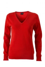 JAMES & NICHOLSON Ladies' V-Neck Cotton Pullover - Classic Design JAMES & NICHOLSON LADIES' V-NECK PULLOVER