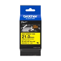 Brother original HSe-651E - 21 mm krympeflextape i sort på gul