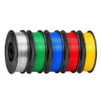 SKILPRO - Transparent PLA++ Filament pakke - Transparent, grøn, blå, rød og gul - 5 x 1 kg
