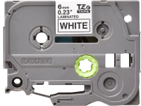 Brother original TZe211 tape – sort på hvid, 6 mm bred