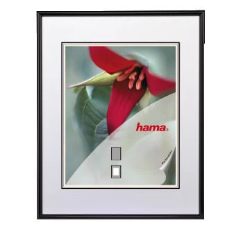 HAMA Ramme Sevilla Sort - Elegant kunststoframme med passepartout og afrundede profiler. HAMA Ramme Sevilla Sort