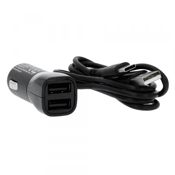 Lader 12-24V 2xUSB 3.4A USB-C 2.0 Kabel 1m Sort Lader 12-24V 2xUSB 3.4A USB-C 2.0 Kabel 1m Sort