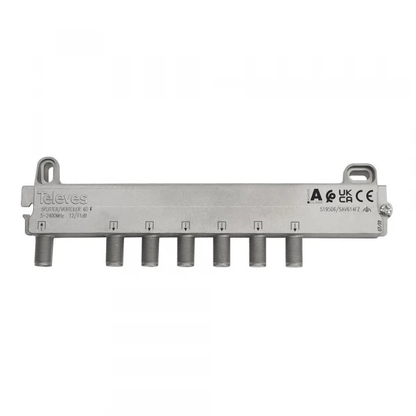 Splitter F-kontakt 6-vejs 5-2400 MHz Splitter F-kontakt 6-vejs 5-2400 MHz