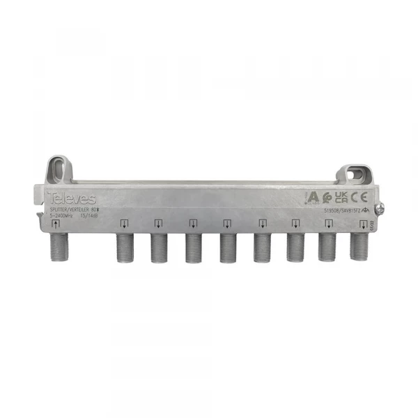 Splitter F-kontakt 8-vejs 5-2400 MHz Splitter F-kontakt 8-vejs 5-2400 MHz