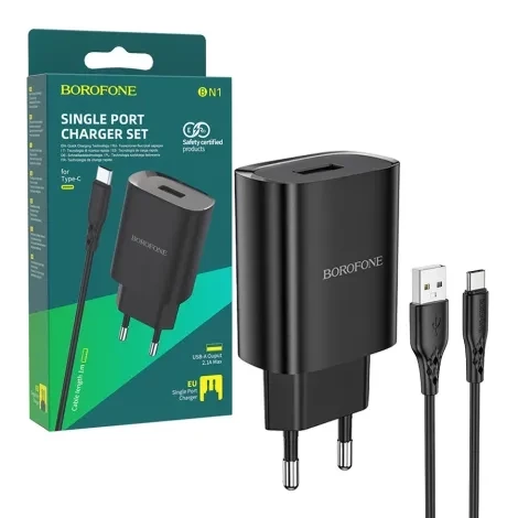 BOROFONE charger USB + cable USB/ USB-c BOROFONE charger USB + cable USB/ USB-c