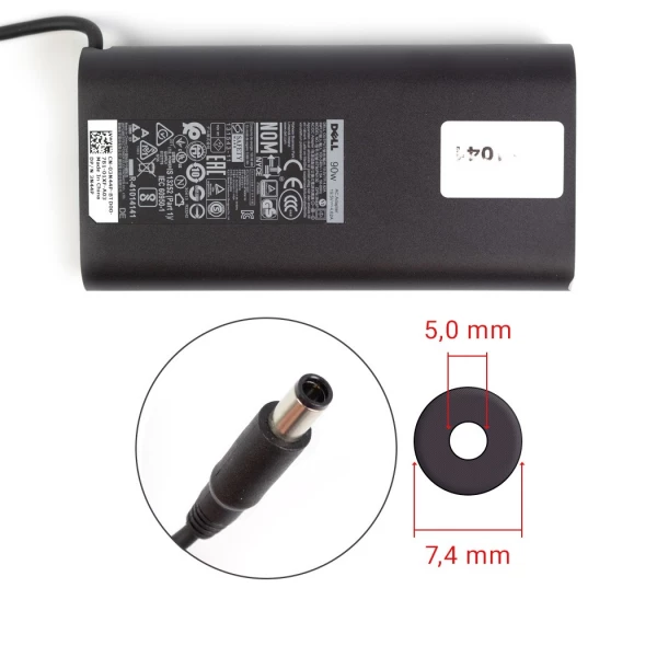 Dell 90W 19.5V 4.62A New Shape strømforsyning - 7.4mm x 5.0mm - Original Dell 90W 19.5V 4.62A New Shape strømforsyning - 7.4mm x 5.0mm - Original