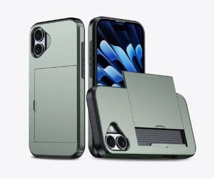 iPhone 16 Cover with card slot - Army green iPhone 16 Cover with card slot - Army green