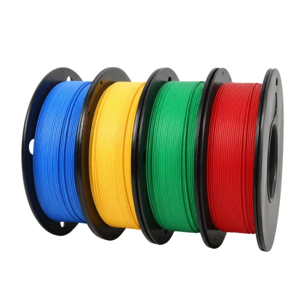SKILPRO - Flexible PLA++ Filament pakke - R&oslash;d, gul, m&oslash;rkebl&aring; og gr&oslash;n - 4 x 1 kg