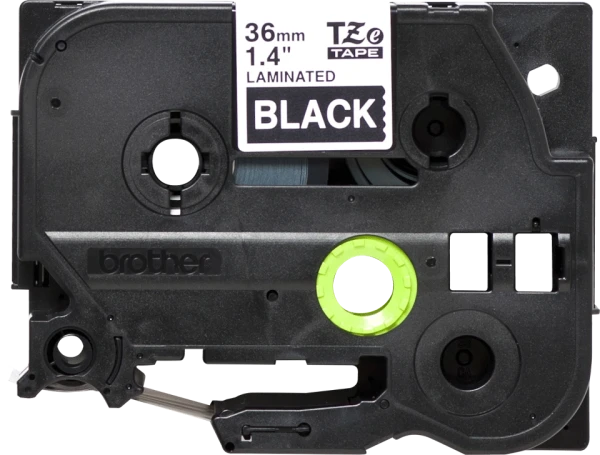 Brother original TZe365 tape &ndash; hvid tekst p&aring; sort, 36 mm bred