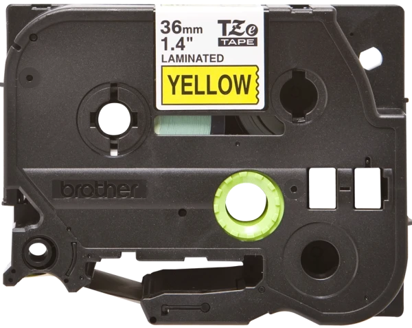 Brother original TZe-661 tape &ndash; sort tekst p&aring; gul, 36 mm bred