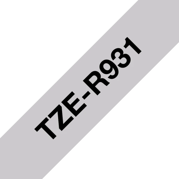 Brother original TZe-R931 satinb&aring;nd - Sort p&aring; s&oslash;lv, 12 mm bredt