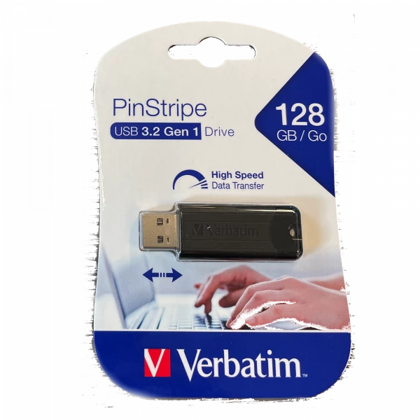 128GB USB 3.2 - Verbatim PinStripe USB Drive 128GB USB 3.2 - Verbatim PinStripe USB Drive