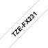 Brother original TZe-FX231 tape &ndash; sort p&aring; hvid, 12 mm bred